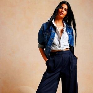 New Banana Republic Navy Linen Blend Wide-leg Pant(Sz.6)